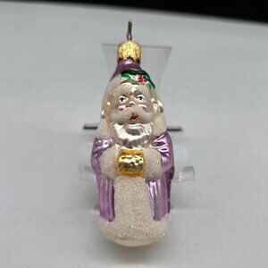 Inge Glas Santa With Purple Coat Glass Christmas Ornament Germany 3.5"